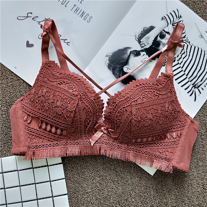 Bộ lót ren không gọng đệm vừa gắn nơ dễ thương, bộ lót nâng đẩy ngực - B08 | BigBuy360 - bigbuy360.vn