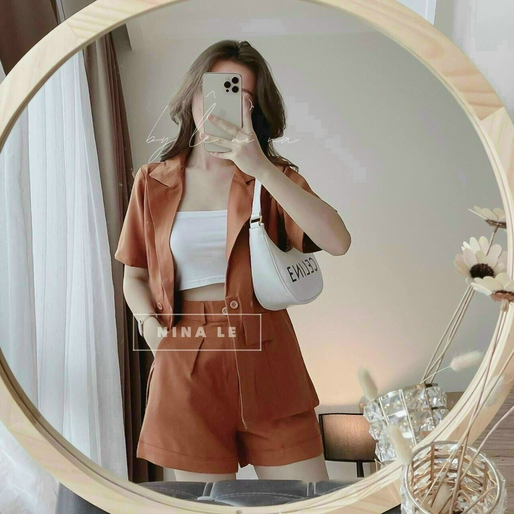 Sét vét ba món áo lót hai dây áo vét ngắn tay kèm quần đùi