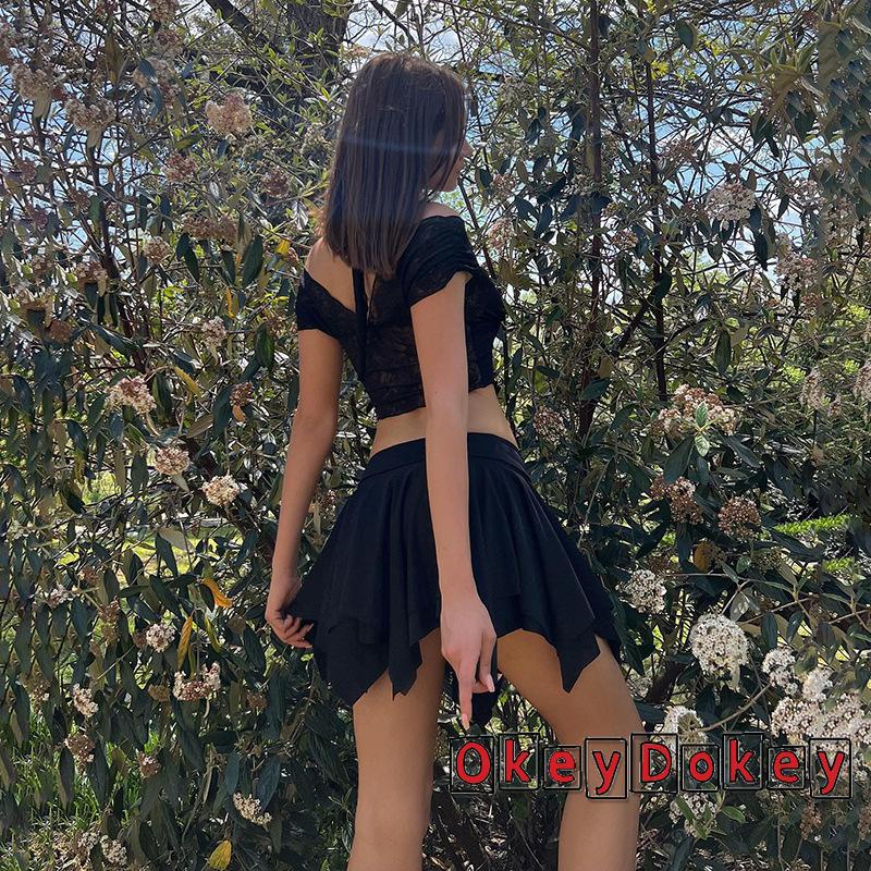 Bộ Áo Hở Vai + Chân Váy Mini y2k Thời Trang Quyến Rũ Cho Nữ