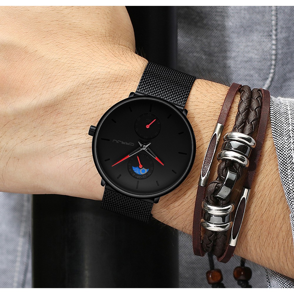 Đồng Hồ Đeo Tay CRRJU 2263 Chống Nước Dây Lưới Sang Trọng Cho Nam