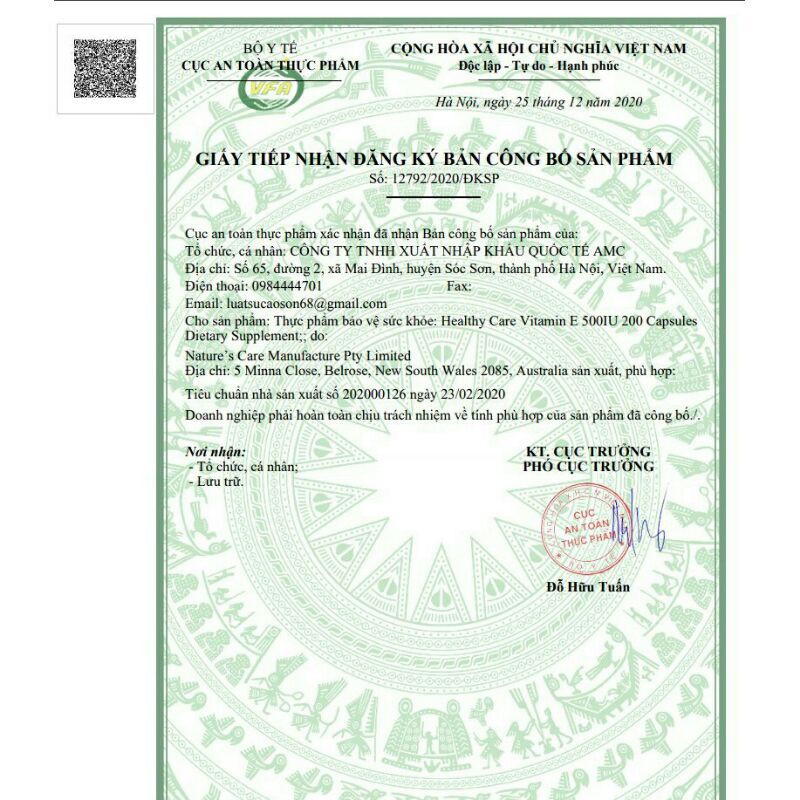 Viên uống bổ sung vitamin E 500IU Healthy Care 200v Úc