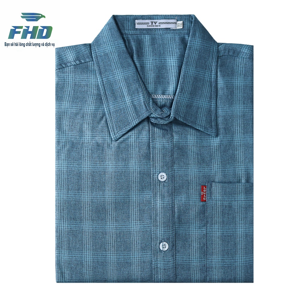 Áo sơ mi nam trung niên tay ngắn vải đũi kẻ sọc lạ mắt màu sắc nhã nhặn FHDA010_1