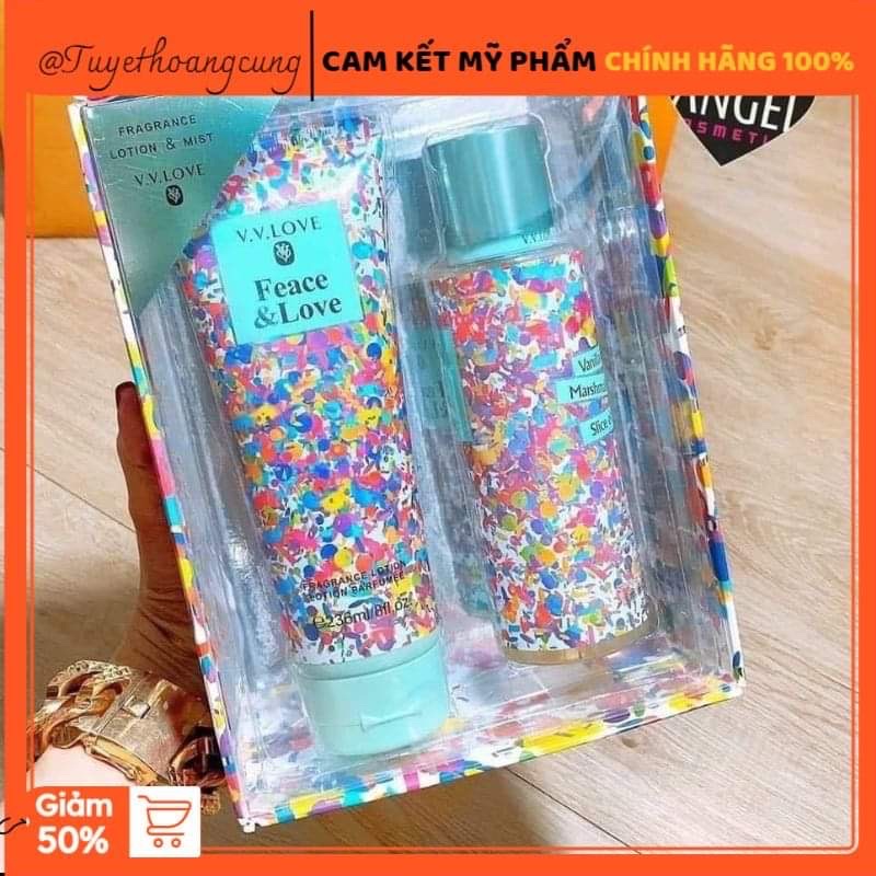 Combo 2 Món Xịt Thơm Body Mist  Với Lotion Dưỡng Thể Victoria Secre Hương Thơm Ngào Ngạt