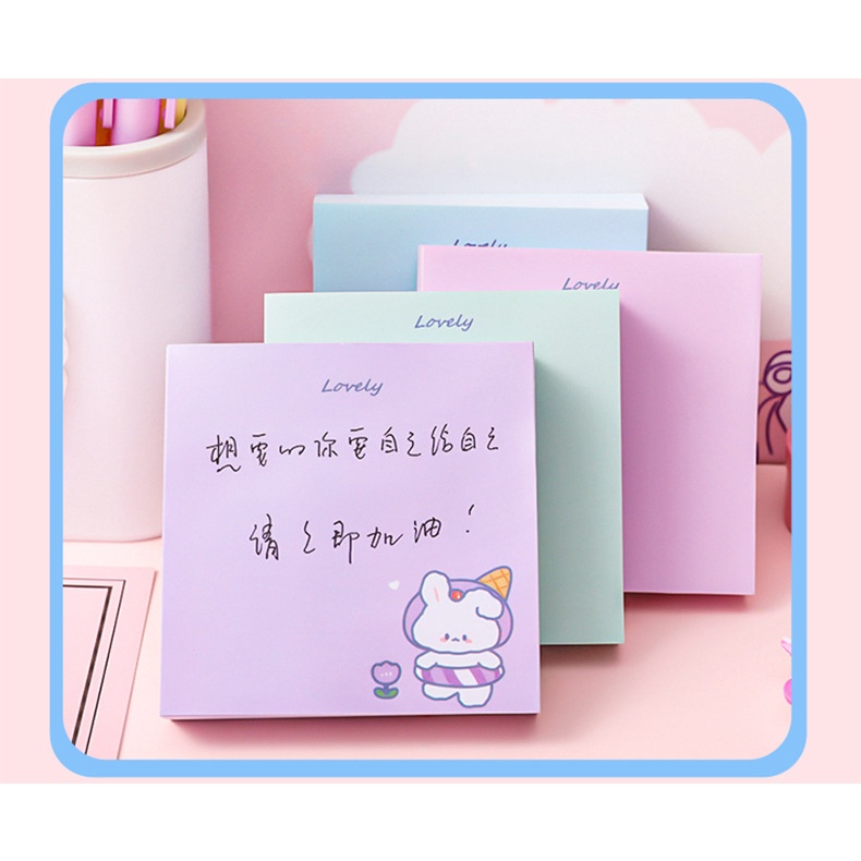 Giấy note, giấy ghi chú hình Thỏ Trắng, 80 tờ, kích thước 8*8 cm Sakura Shop