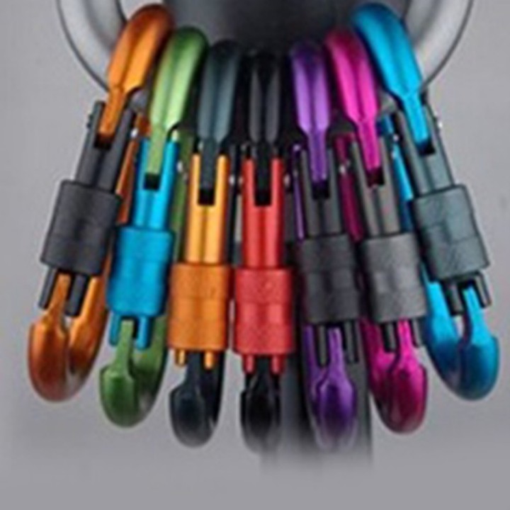 Combo 10 Móc Khóa Đa Năng Nhôm Đi Phượt 8cm, Móc Treo Đồ Du Lịch Chữ D Carabiner