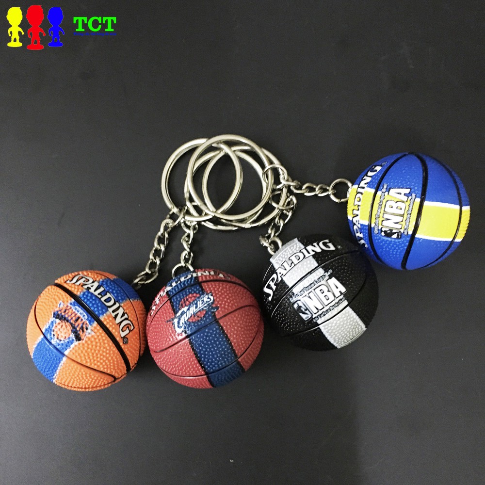 Móc khóa quả bóng rổ logo câu lạc bộ bóng rổ nhà nghe NBA Warriors Rockets Cavaliers Knicks