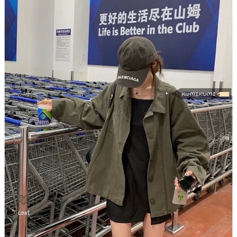 Áo khoác khaki basic xanh rêu đậm