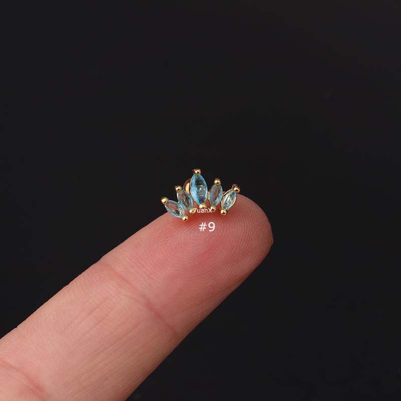 Khuyên tai hình vương miện đính đá zircon 20 gauge
