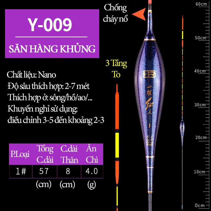 Phao Câu Đài Săn Hàng Phát Lộc Y-009 chất liệu cao cấp tăm to truyền tín hiệu nhanh nhạy HR - Đồ Câu Đại Tín