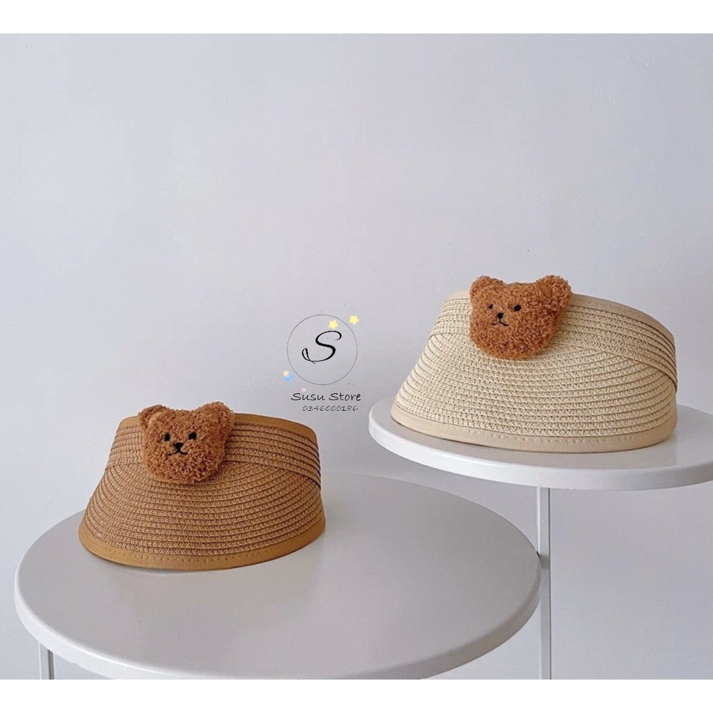 Mũ cói hình gấu cho bé từ 9 tháng -4 tuổi