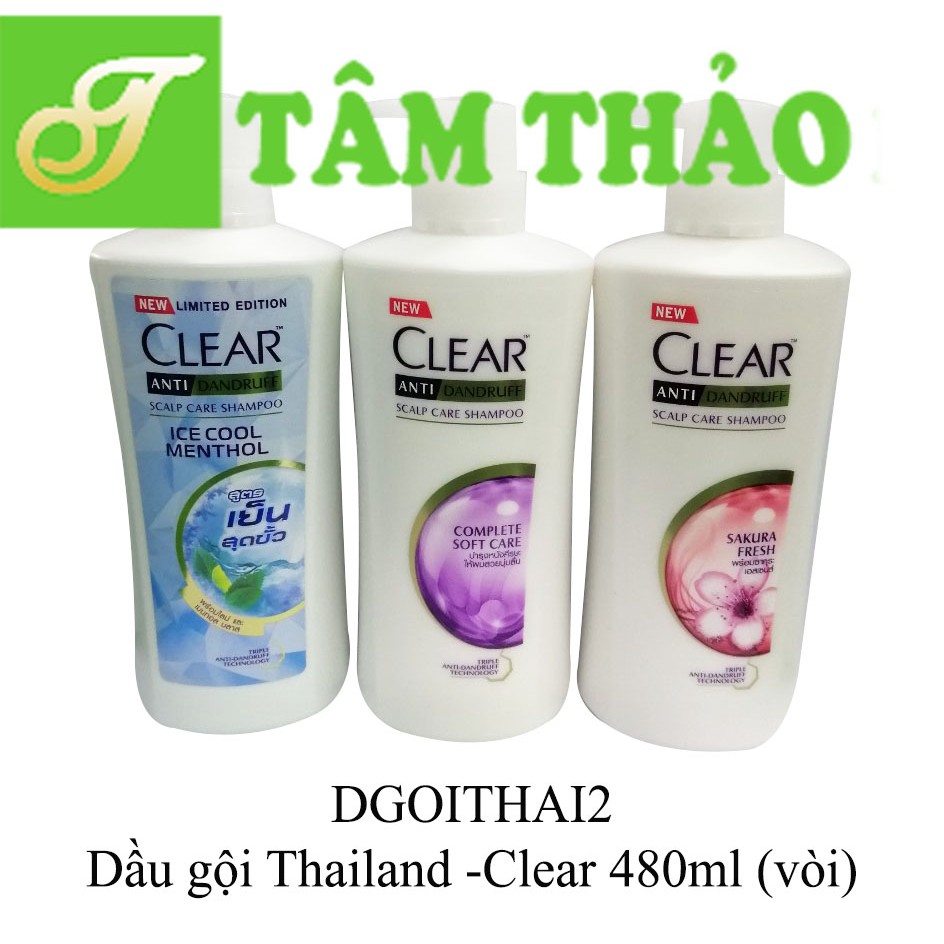 Dầu gội Clear Thái Lan 450ml Thảo dược, Bạc hà, Hồng, Tím, Men 8851932391542,8851932391573,8851932391559,8851932391627