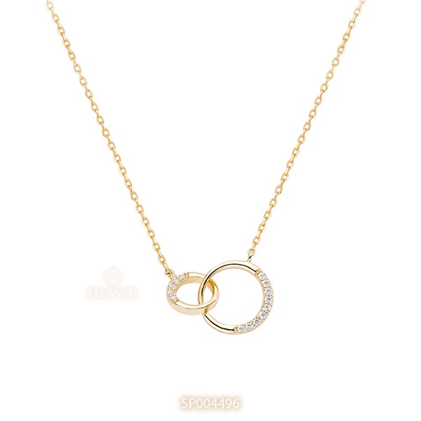 Dây chuyền nữ bạc 925 Eleanor Accessories mặt tròn đôi đính đá phụ kiện trang sức 4496