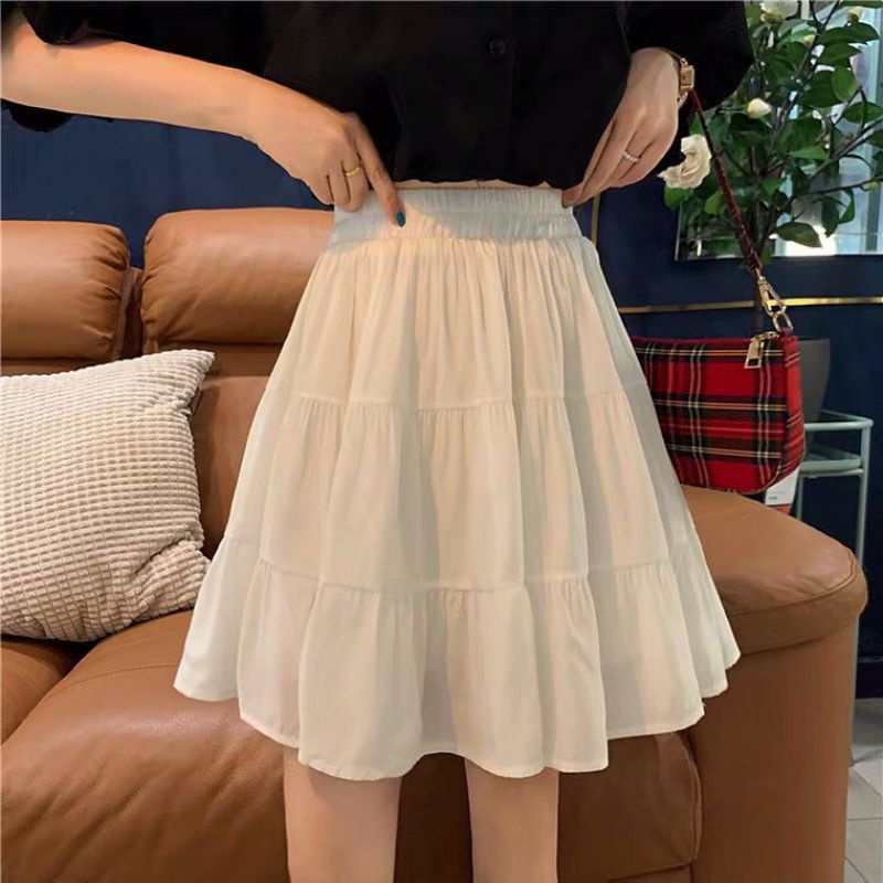 Chân váy ngắn 3 tầng xòe vintage, váy vải  voan có quần trong