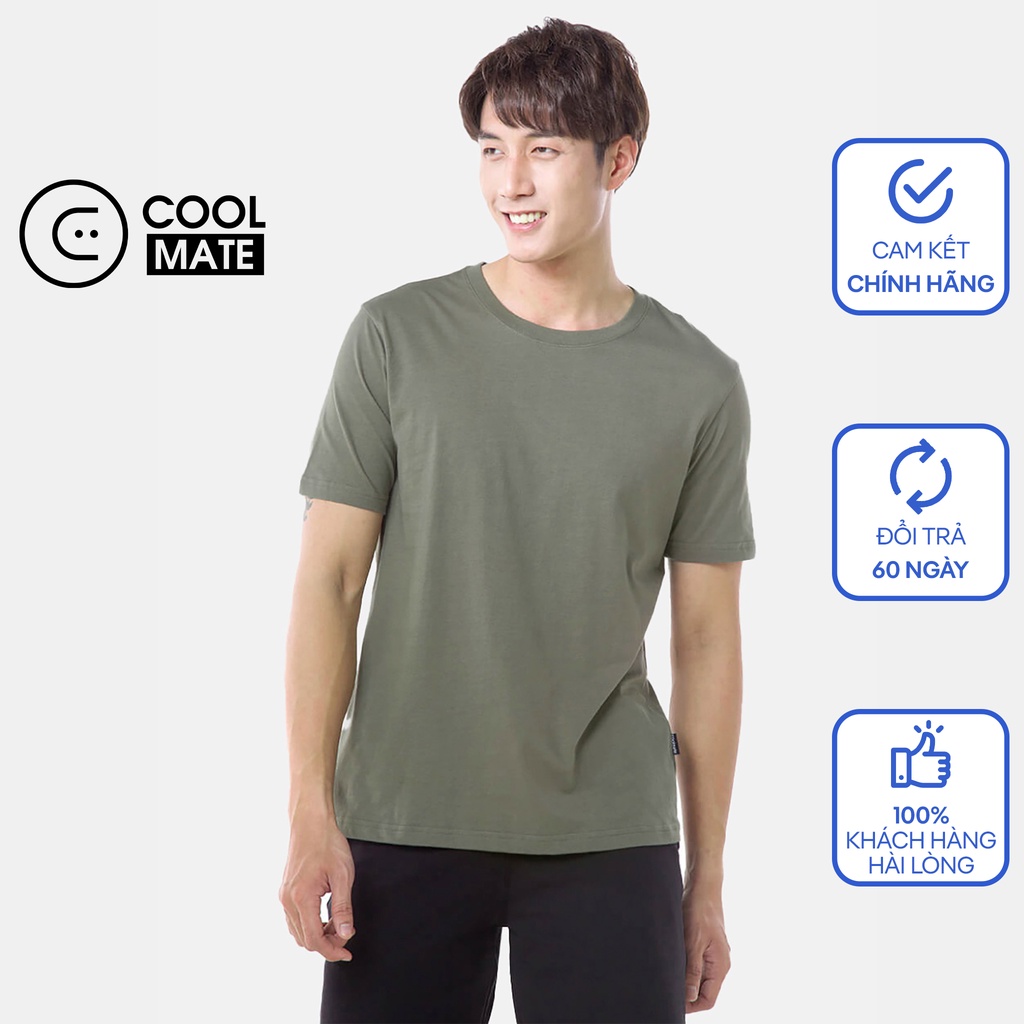 Áo thun nam 100% Cotton Coolmate Basics màu RÊU BỤI thương hiệu Coolmate