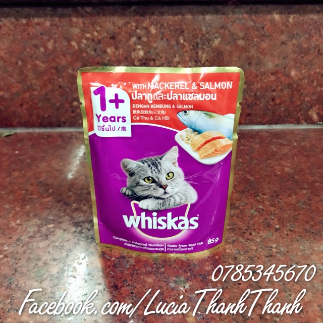 Thức ăn pate gói whiskas đủ vị  80/85 gram