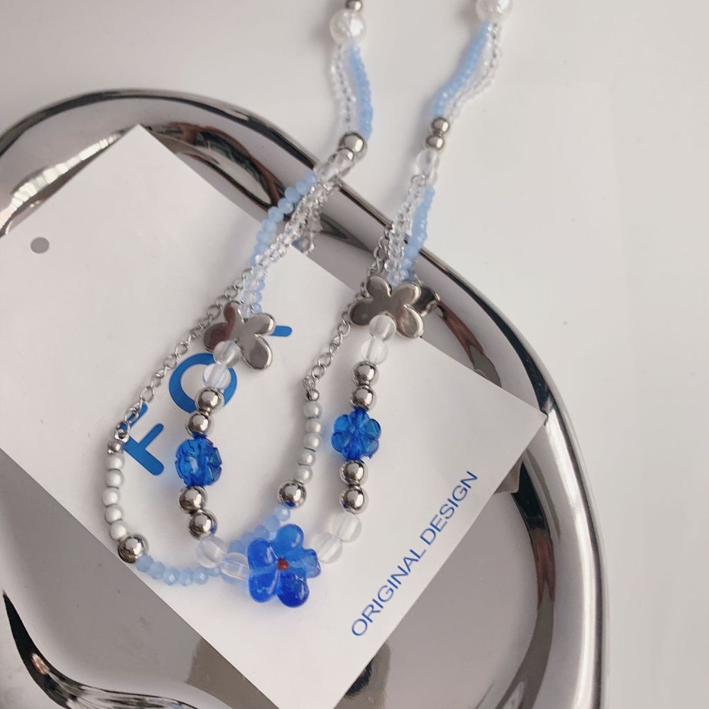 Vòng cổ Hai Lớp Trong Suốt Họa Tiết Hoa Và Bướm Phong Cách Harajuku Dễ Phối Đồ