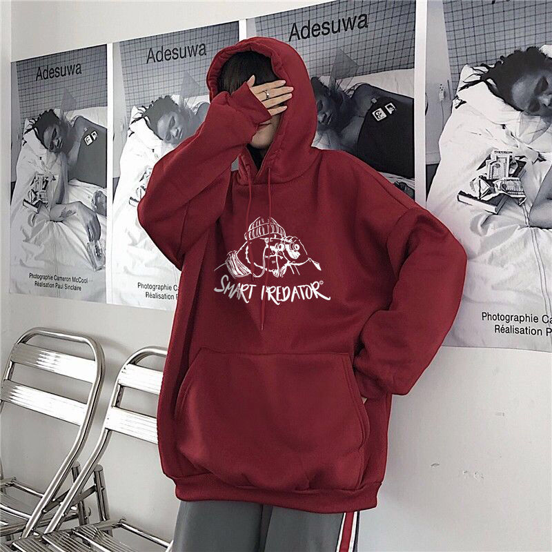 Áo Hoodie Nhung Dáng Rộng Xinh Xắn Theo Phong Cách Hàn Quốc Dành Cho Nữ
