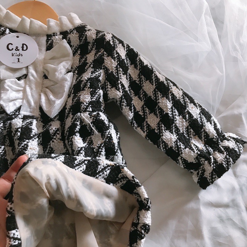 Tiemmomo- Đầm dạ cho bé gái siêu cấp 2 lớp siêu dày dặn