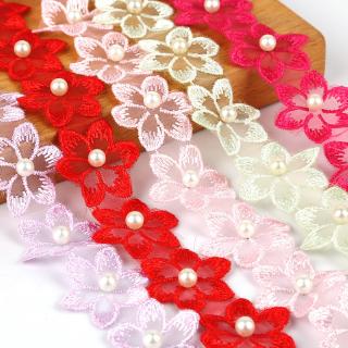 Cuộn dây ruy băng vải ren thêu hoa dài 1 yard dành cho may vá