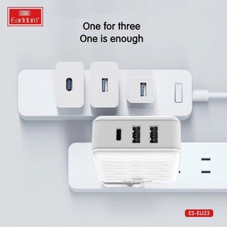 [Chính Hãng]CỦ SẠC NHANH 3.4A 2 CỔNG USB + 1 CỔNG TYPEC EARLDOM ES- EU23