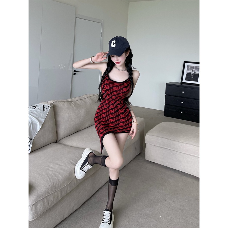 Cocory vn Đầm Dệt Kim In Chữ Dáng Ôm Gợi Cảm Thời Trang Mùa Hè Cho Nữ 5 Màu Sắc