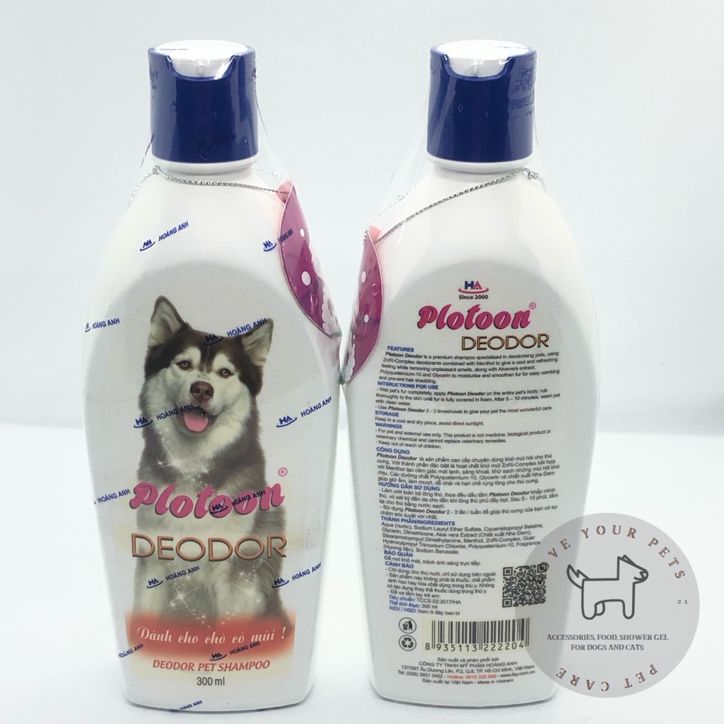 Sữa tắm cao cấp khử mùi hôi dành cho thú cưng Fay Plotoon Deodor 300ml