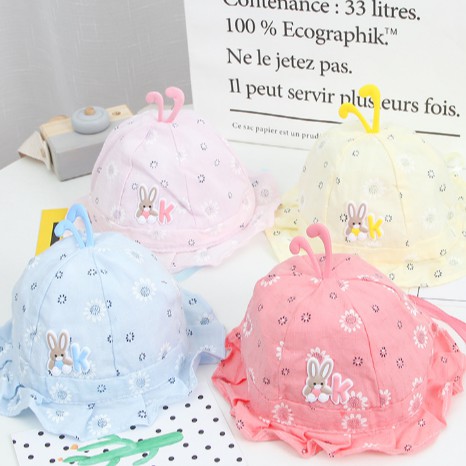 Nón chống nắng cho bé sơ sinh 0-6 tháng, mũ bé gái thiết kế rộng vành mềm nơ dễ Thương phong cách Hàn Quốc HOT