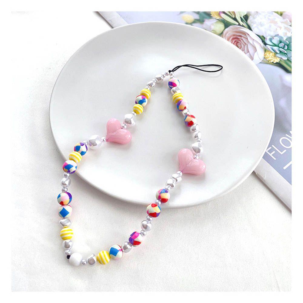 ☆YOLA☆ Acrylic Cellphone Straps Colorful Lanyard for Keys Mobile Phone Chain Summer Jewelry Universal Cord Boho Ornament Cartoon Phone Accessory Handmade Bead Lanyard