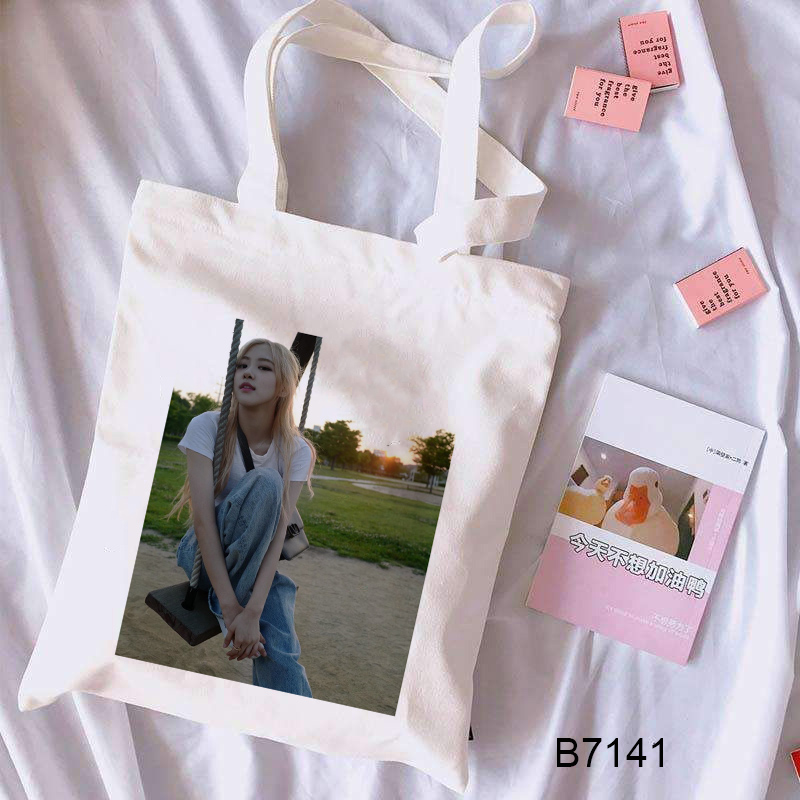 🌺KPOP BLACKPINK ROSE Fashion Túi Tote Vải Canvas Túi đeo Vai Nữ