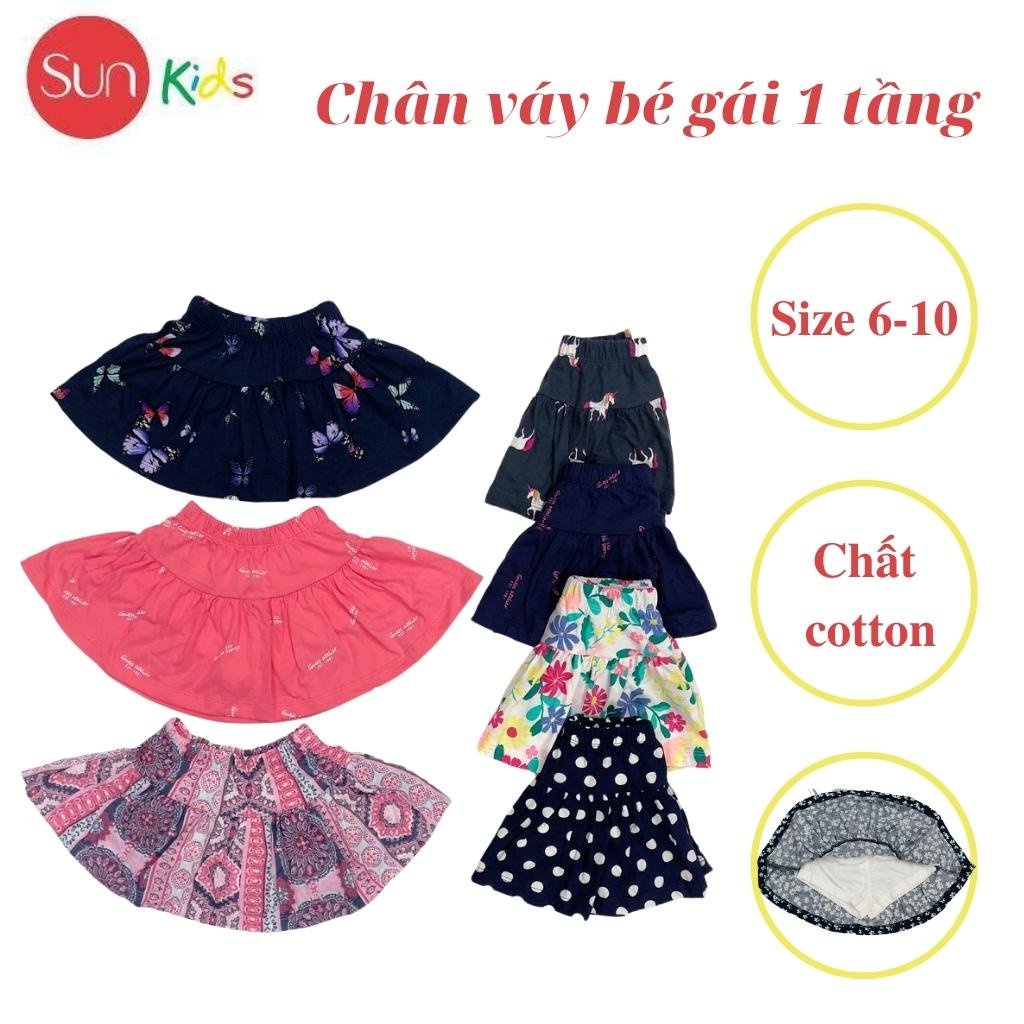 Chân váy cho bé, đầm bé gái 1 tầng, chất cotton, có quần đùi trong, size 6-10 - SUNKIDS1