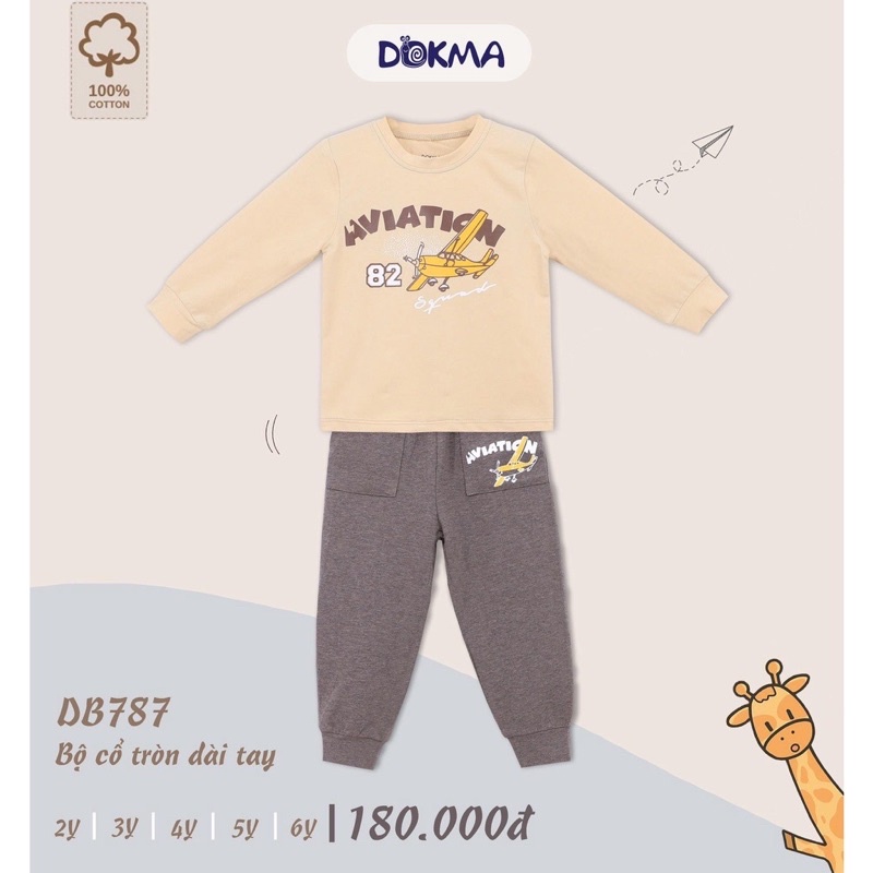 Bộ dài tay thu đông cổ tròn DOKMA 2-6y DB1831