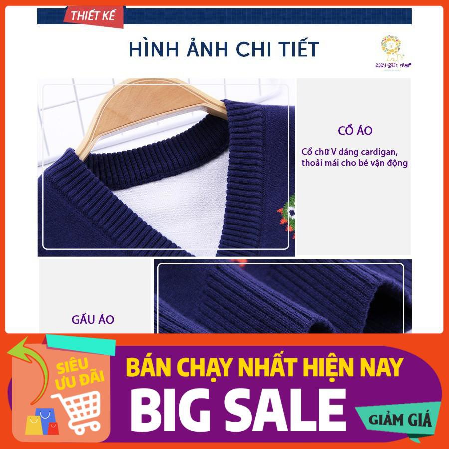 Link 1/2 - Áo len gile ba 3 lỗ trẻ em dáng cardigan cho bé trai bé gái in hình ngộ nghĩnh, mẫu mới 2020 HG2810