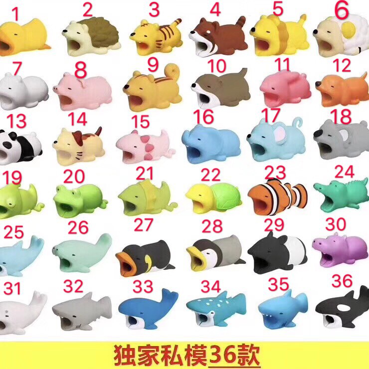 Set Phụ Kiện Bảo Vệ Đầu Dây Cáp Sạc Iphone 36 Kiểu Hoạt Hình Xinh Xắn