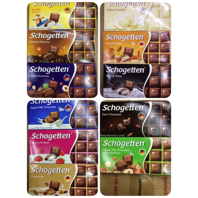 Thanh Socola Đức Schogetten 100g (18 khối /6 vị)