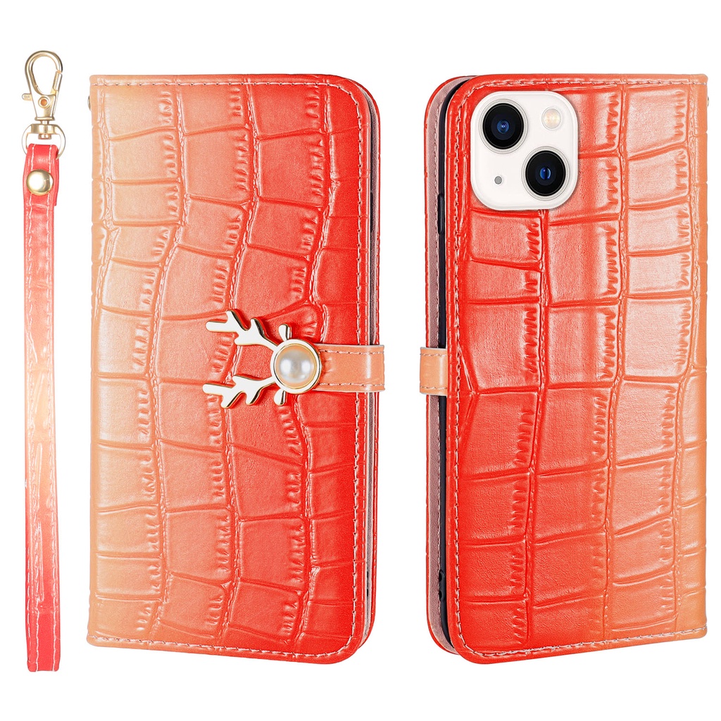 Bao da điện thoại dạng ví nắp lật nam châm có ngăn đựng thẻ và dây đeo cho iPhone 13 Pro Max Mini iPhone 12 11 Pro Max
