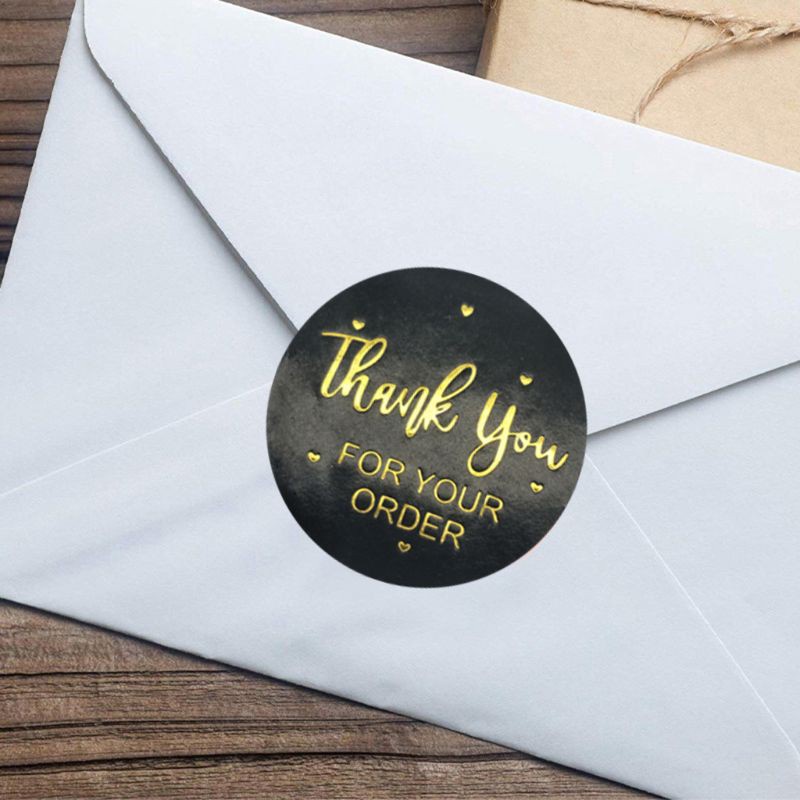 HO 500pcs Thank You for Your Order Stickers Gold Foil Seal Label for Baking Gift Bags Wedding Decoration