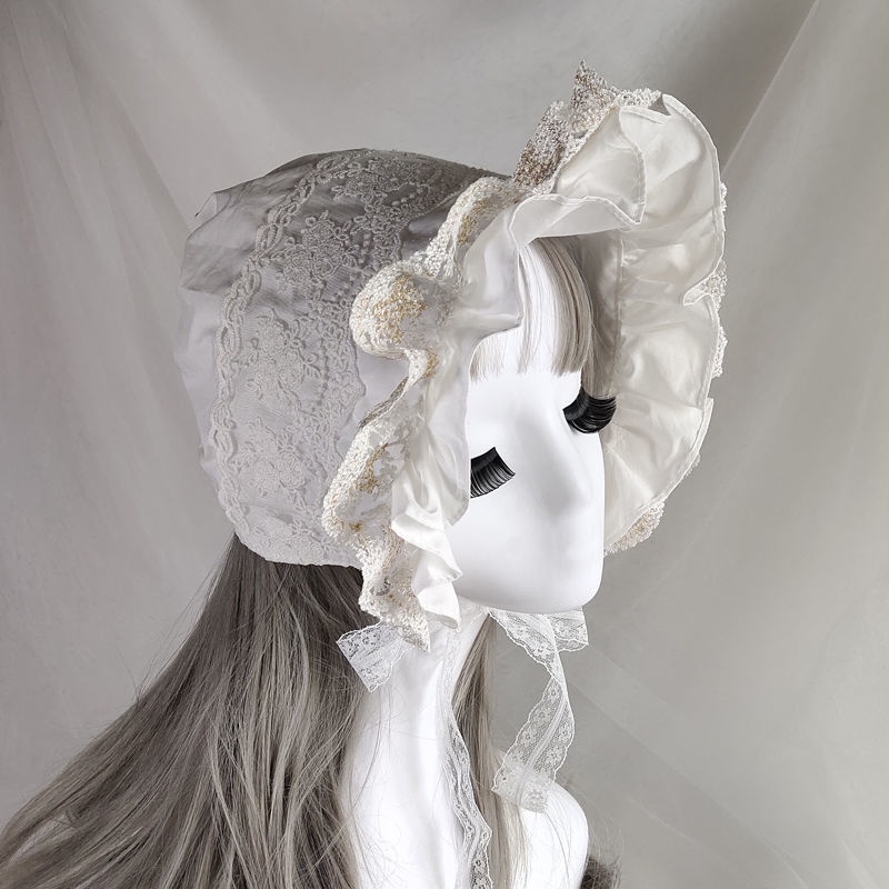 Mũ Trùm Đầu Phối Ren Viền cotton Phong Cách lolita Dành Cho Bé Gái Làm Đạo Cụ Chụp Ảnh