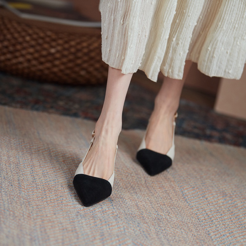 Giày cao gót IELGY mũi nhọn phối màu không gian phong cách retro niche cho nữ