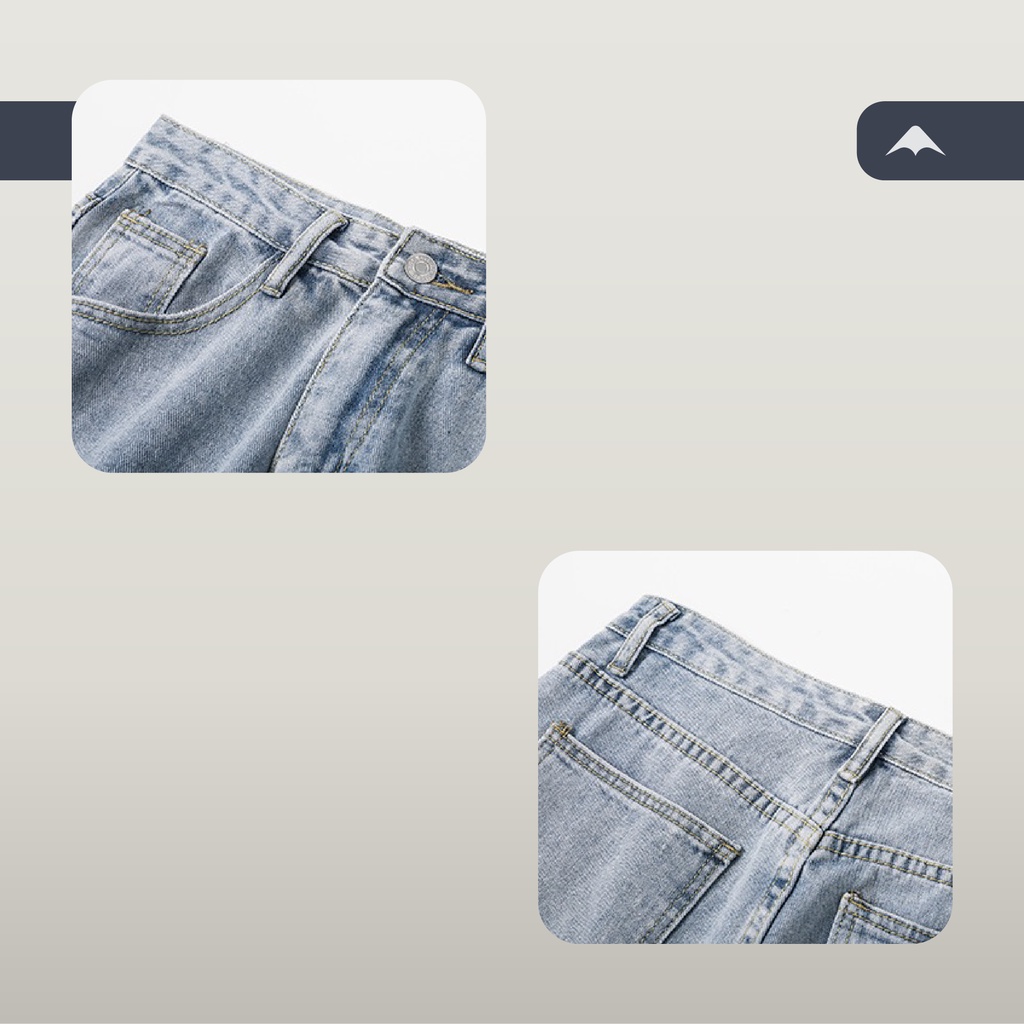 Quần jeans ống rộng Lucas MARTIAN cạp cao có cúc ống suông unisex cá tính quần bò denim Hàn Quốc QJSU02 | BigBuy360 - bigbuy360.vn
