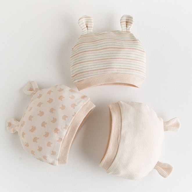 Mũ bảo vệ đầu cho bé vải cotton tự nhiên mềm mại ấm áp họa tiết hoạt hình dễ thương cho bé sơ sinh