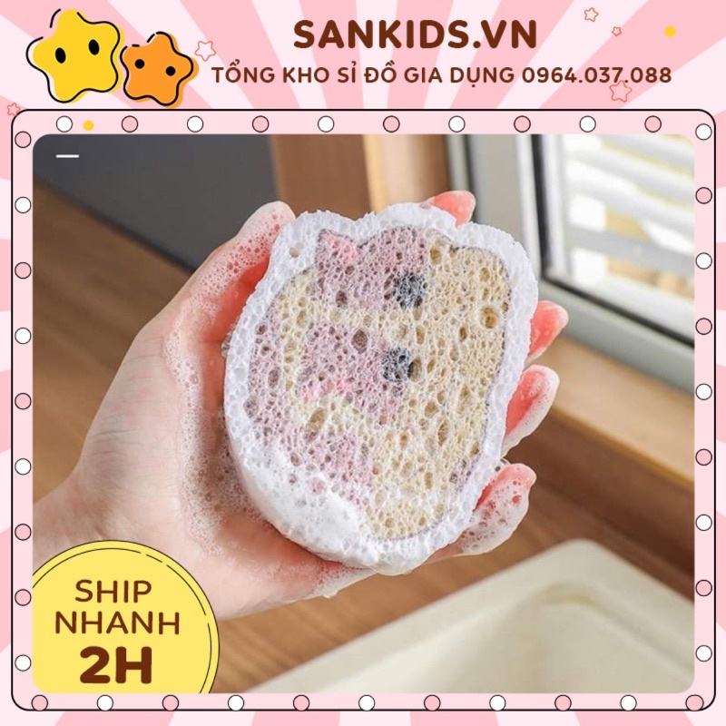 Miếng Bọt Biển Rửa Chén Dễ Thương Có Nút Hít Mạnh