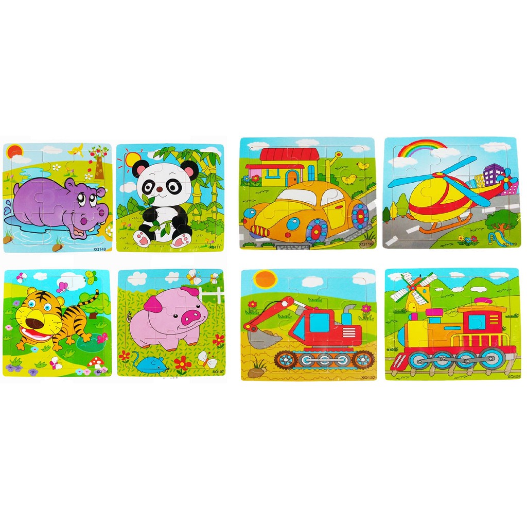 Bộ 10 Tranh Ghép Puzzle 9 Mảnh - Chủ Đề Động Vật