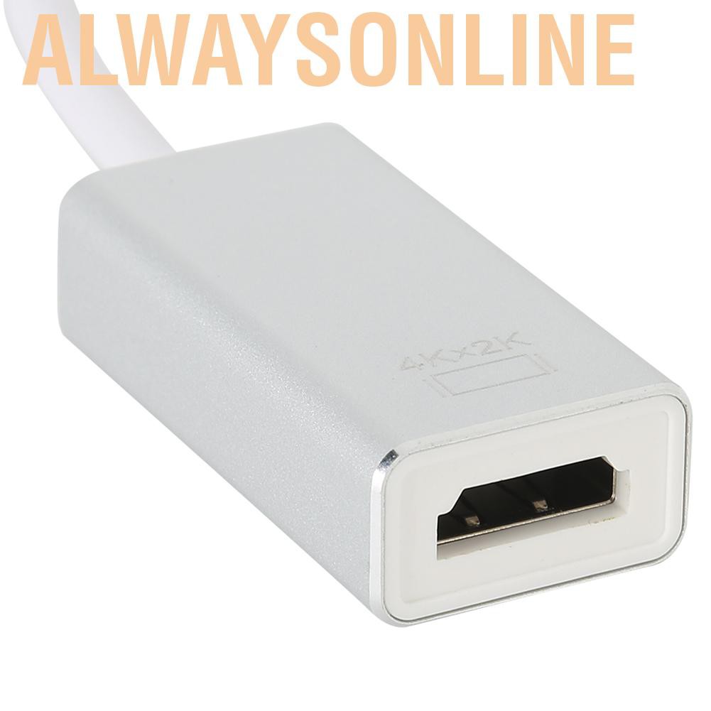 Alwaysonline Type-C USB-C to DP Mini DisplayPort VGA Adapter Cable Converter Monitor Laptop