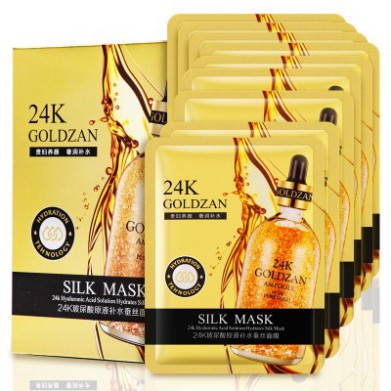 Mặt Nạ Cấp ẩm Se khít lỗ chân lông 24K GOLDZAN SILK MASK POYALI Trẻ Hóa Làn Da Căng Mịn Sáng Trắng