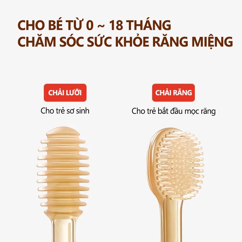 Bộ Bàn Chải Đánh Răng Và Rơ Lưỡi Silicone Mềm Nhẹ MISUTA Cho Bé Từ 0 - 18 Tháng Tuổi YOOTA BABY