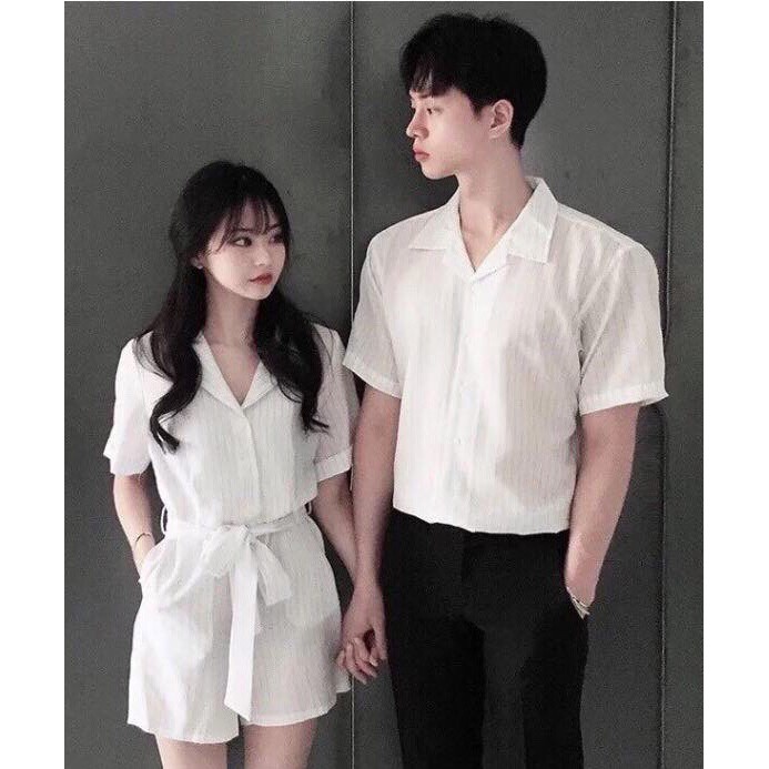 Áo váy cặp - Áo sơ mi váy đôi nam nữ đẹp chụp ảnh, du lịch dành cho cặp đôi
