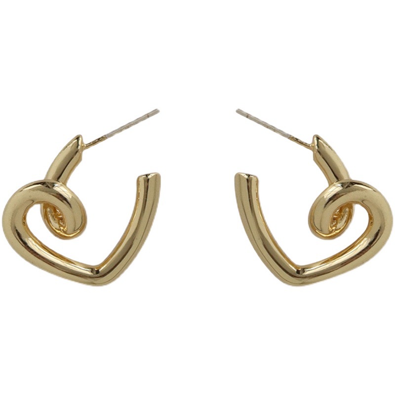 Khuyên Tai Bạc S925 Họa Tiết Trái Tim Đơn Giản Sáng Tạo Thời Trang Hàn Quốc Cho Nữ