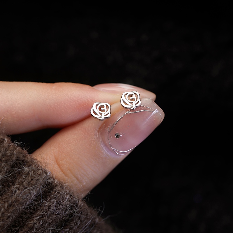 Bông Tai Mạ Bạc 925 Hình Hoa Hồng Thanh Lịch Cho Nữ