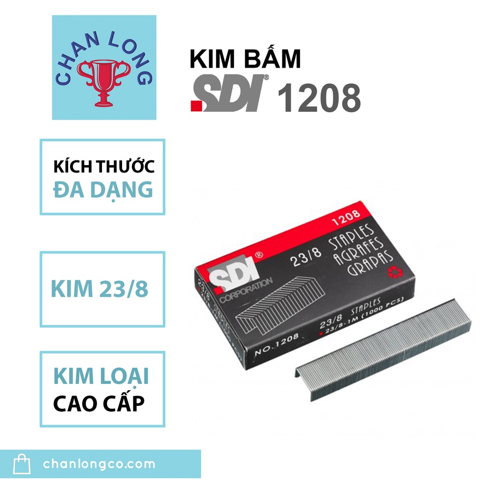 Kim bấm giấy lớn,ghim bấm chính hãng SDI 1208 -23/8(30-50 tờ),1000pcs cho máy bấm kim lớn,dập ghim đại,thép không rỉ