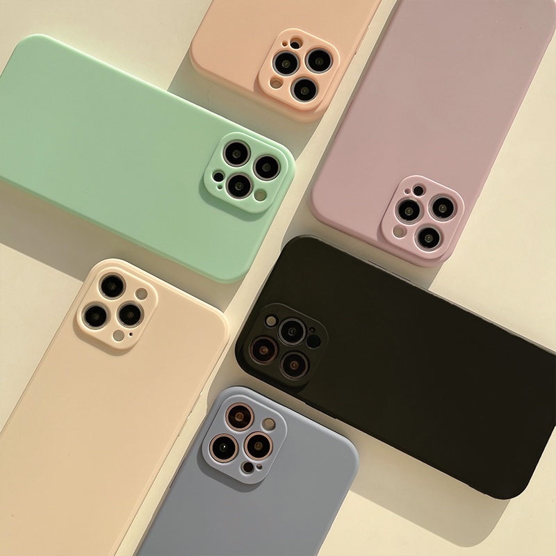 (SIÊU RẺ) Ốp lưng iphone trơn dày dặn cam nổi màu kem, đen 7plus/8/8plus/x/xr/xs/11/12/13/pro/max/plus/promax